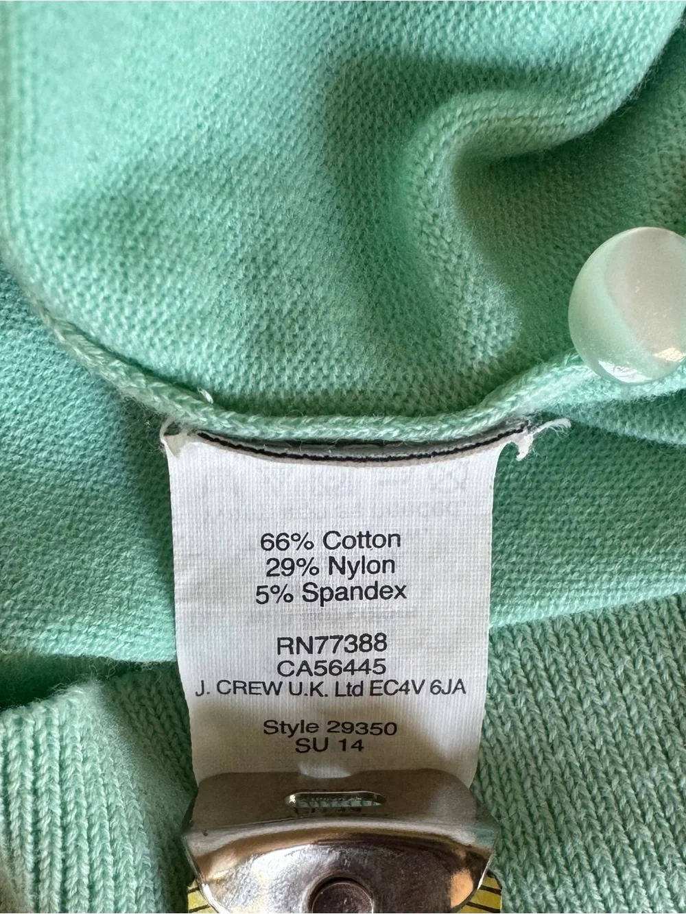 Vintage J. Crew Jackie Cardigan Sweater Womens M Mint Green Cotton Blend RN77388